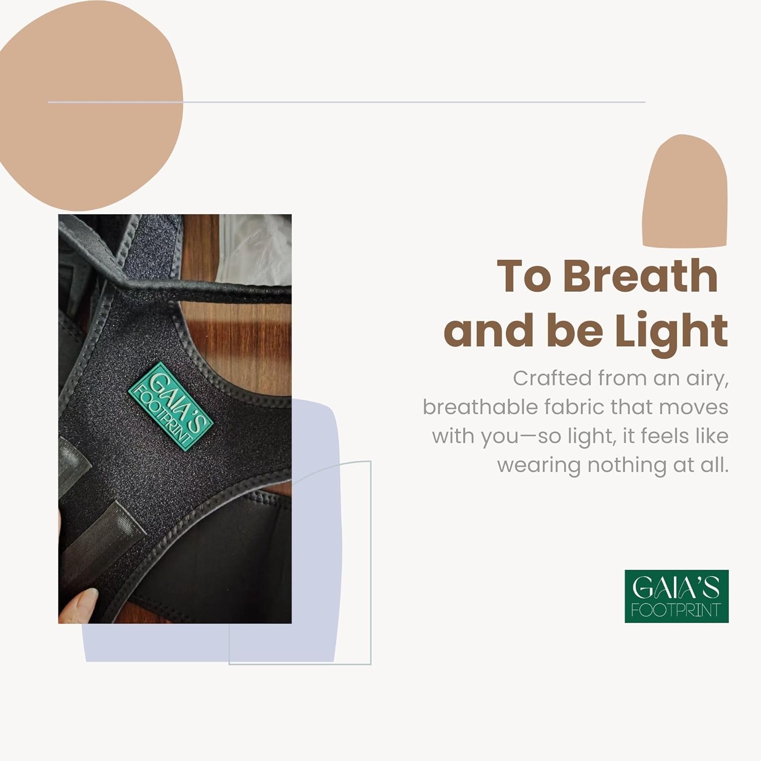 Close-up of Gaia’s Footprint posture corrector fabric