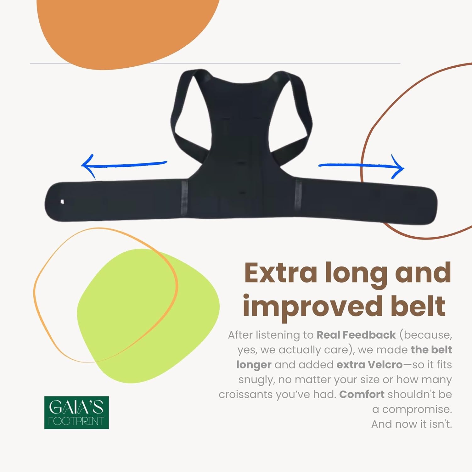 Extra long belt of posture corrector